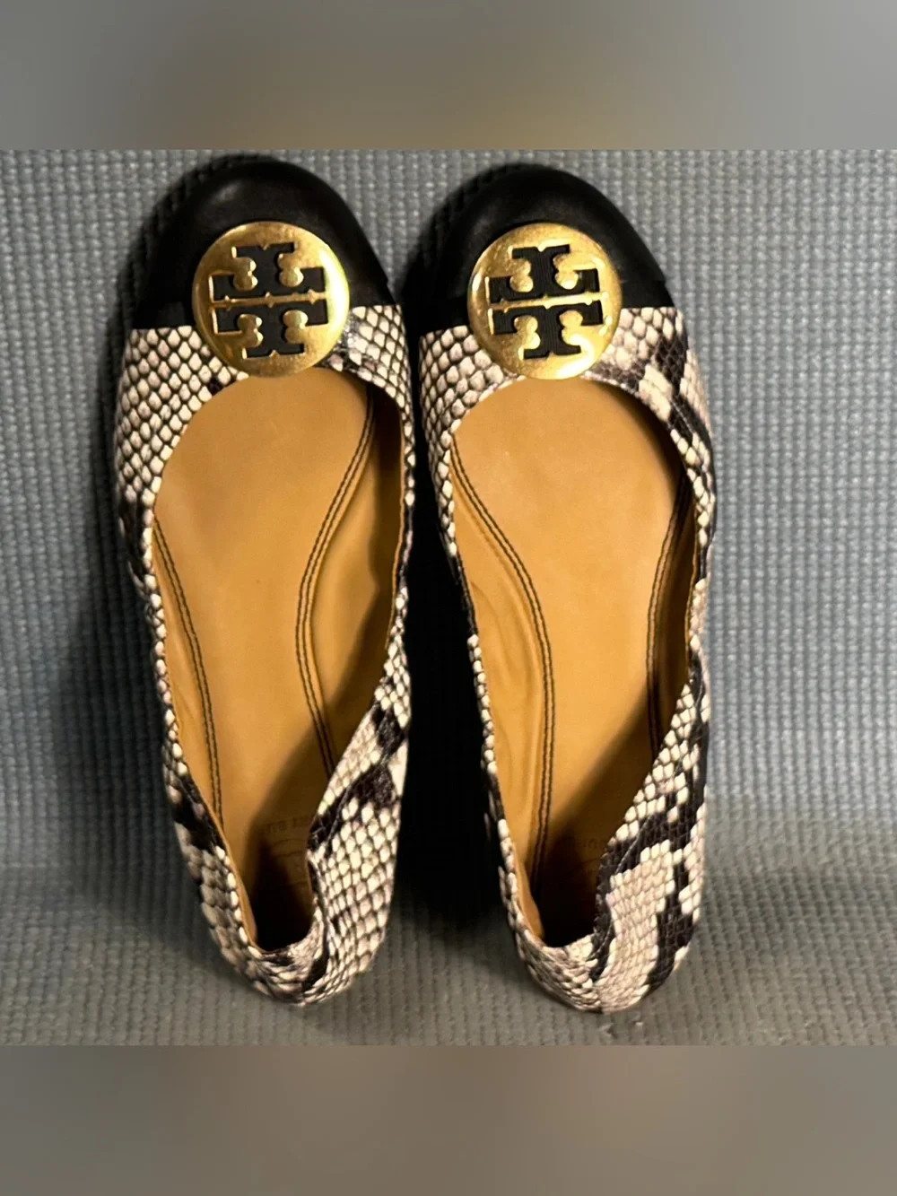Tory Burch Women’s Embossed Leather Animal Print Ballet Flats Size 7.5